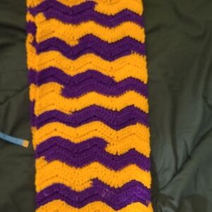 Purple and Yellow Chevron Knit Scarf